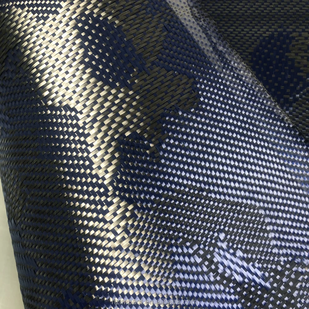 240gsm Blue Camouflage Jacquard Carbon Aramid Hybrid Fiber Fabric for Use Carbon Fiber Fabric with Camouflage Design