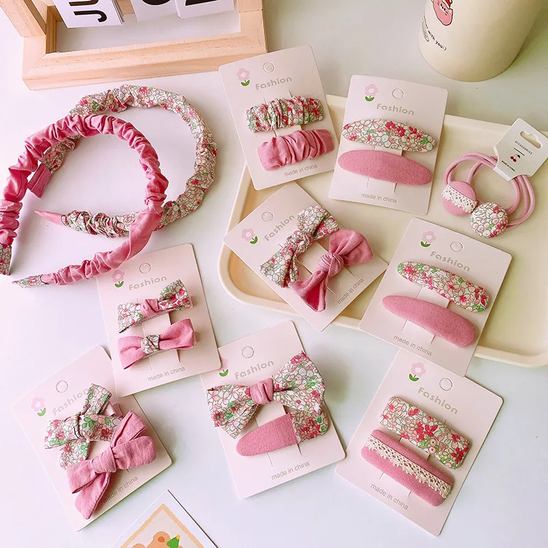 MIO New 2pcs/sets Pink Fabric Flower Hair Accessories