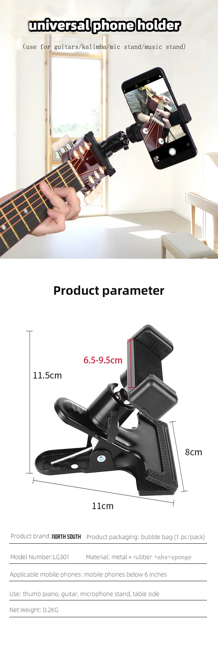 Clip De Cabeza De Guitarra Para Teléfono Móvil,Soporte De Metal Para  Transmisión En Vivo,Para Guitarras/kalimba Y Escritorio,Precio Barato De  Fábrica - Buy Guitarra Clip De Cabeza,Titular Del Teléfono  Móvil,Transmisión En Directo Soporte