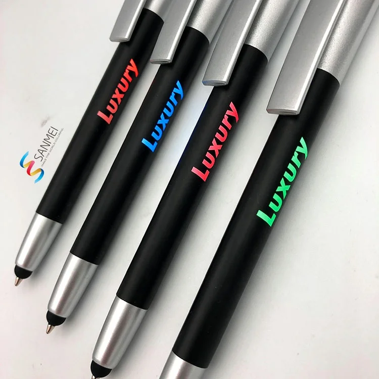 Advertising 3 in 1 Smart Stylus Promotional Light up Led Custom Ball Ballpoint Pen with Logo