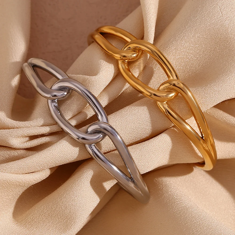 Pvd Gold Plated Lucky Knot Cuff Bangle Chunky Statement Jewelry