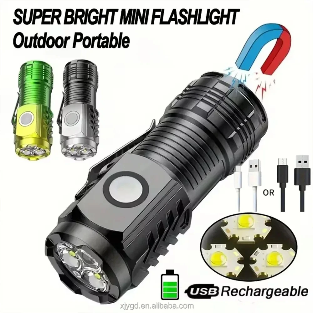 Magnetic Mini LED Flashlight - Super Bright & Rechargeable