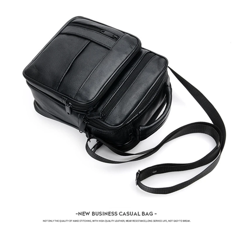 Men's Genuine Leather Shoulder Bags Male Fashion Casual Bussiness Black Cross-body Bag