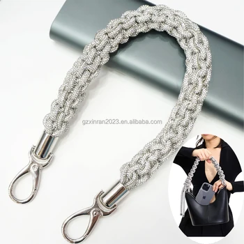 Sp009 Factory crystal sequins handbag strap custom rhinestone shoulder strap for handbag