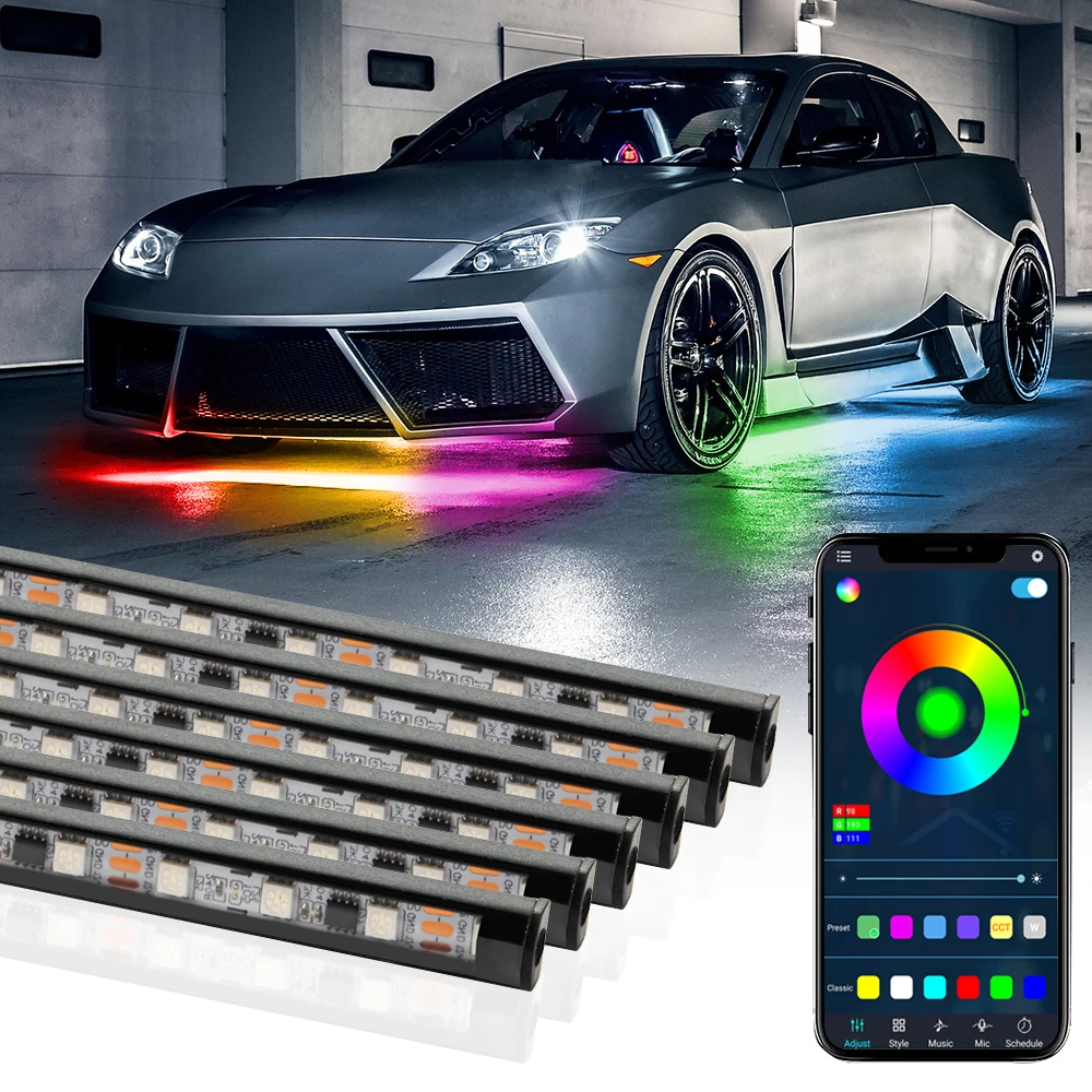 Okeen Led Car Underglow Light Rgb Dream Color Chasing Strip Light Kit 6 Pcs  Waterproof Exterior Car Light App Control Tuning - Buy Car Underglow
