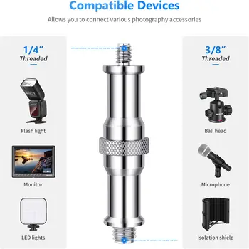 Neewer 3 Pieces Standard 1/4 to 3/8 Inch Metal Male Convertor Threaded Screw Adapter Spigot Stud for Studio Light Stand