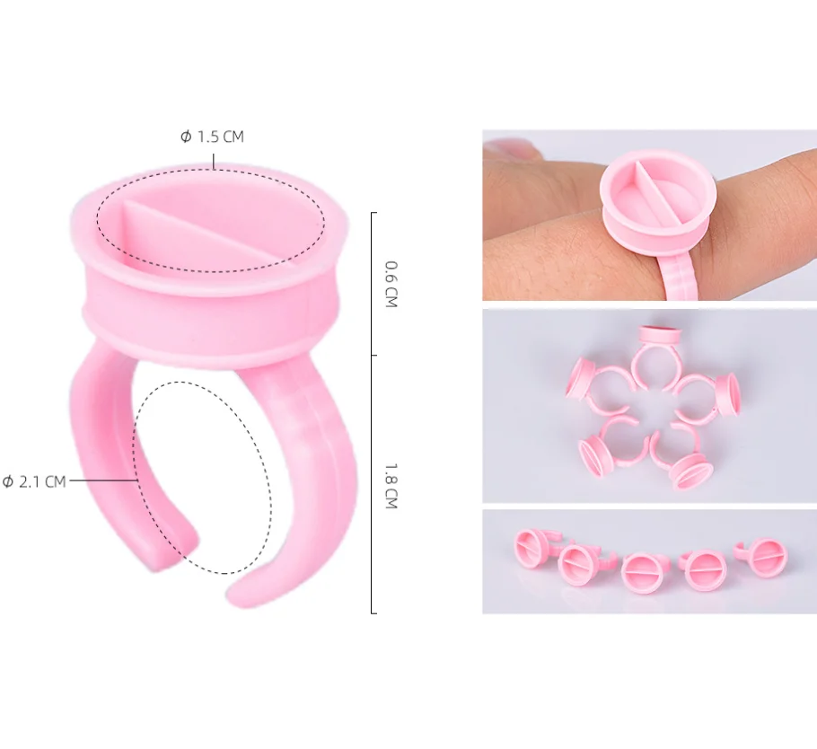 Подставка для татуировок с розовым кольцом, контейнер для пигмента, одноразовый держатель для клея для удлинения ресниц, клейкая чашка, оптовая продажа