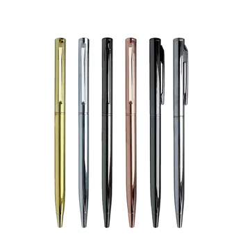 Hot selling high quality rose gold metal ballpoint pen slender twist luxury hotel pen with custom