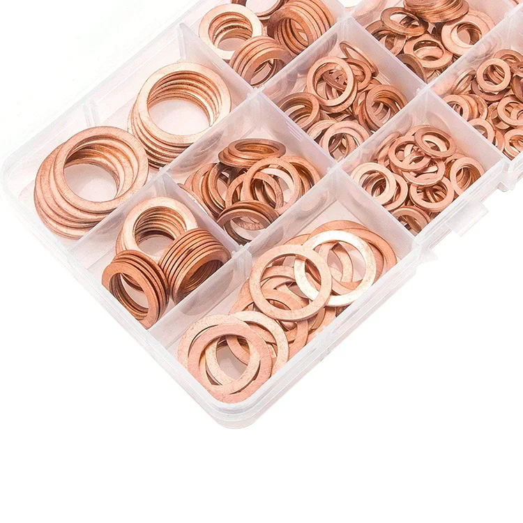 220-Piece Copper Engine Seal Flat Ring Gasket Fastener Set Metric Sealing Washer Assortment with 10 Sizes details