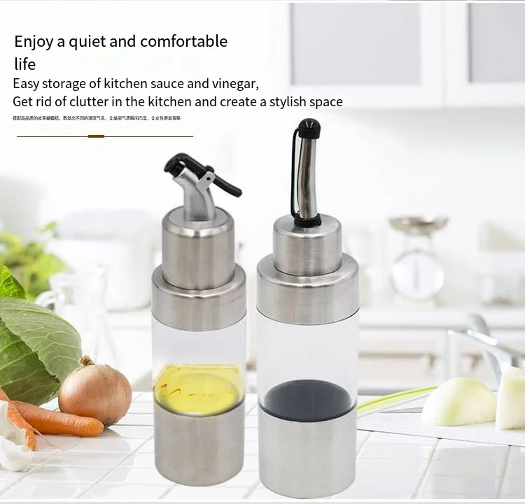 304 stainless steel seasoning bottle oil pot vinegar bottle transparent visible capacity food grade oil bottle details