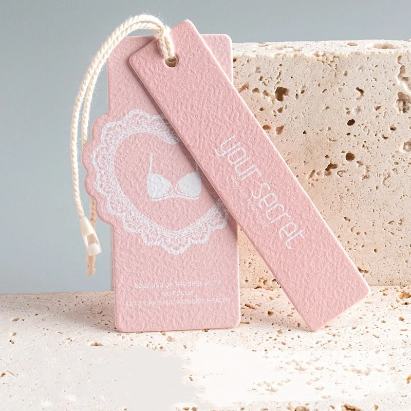 Factory Custom Garment Accessories Embossed Logo Luxury Dresses Underwear Product Hang Tag Tags Labels for Underwear Dress