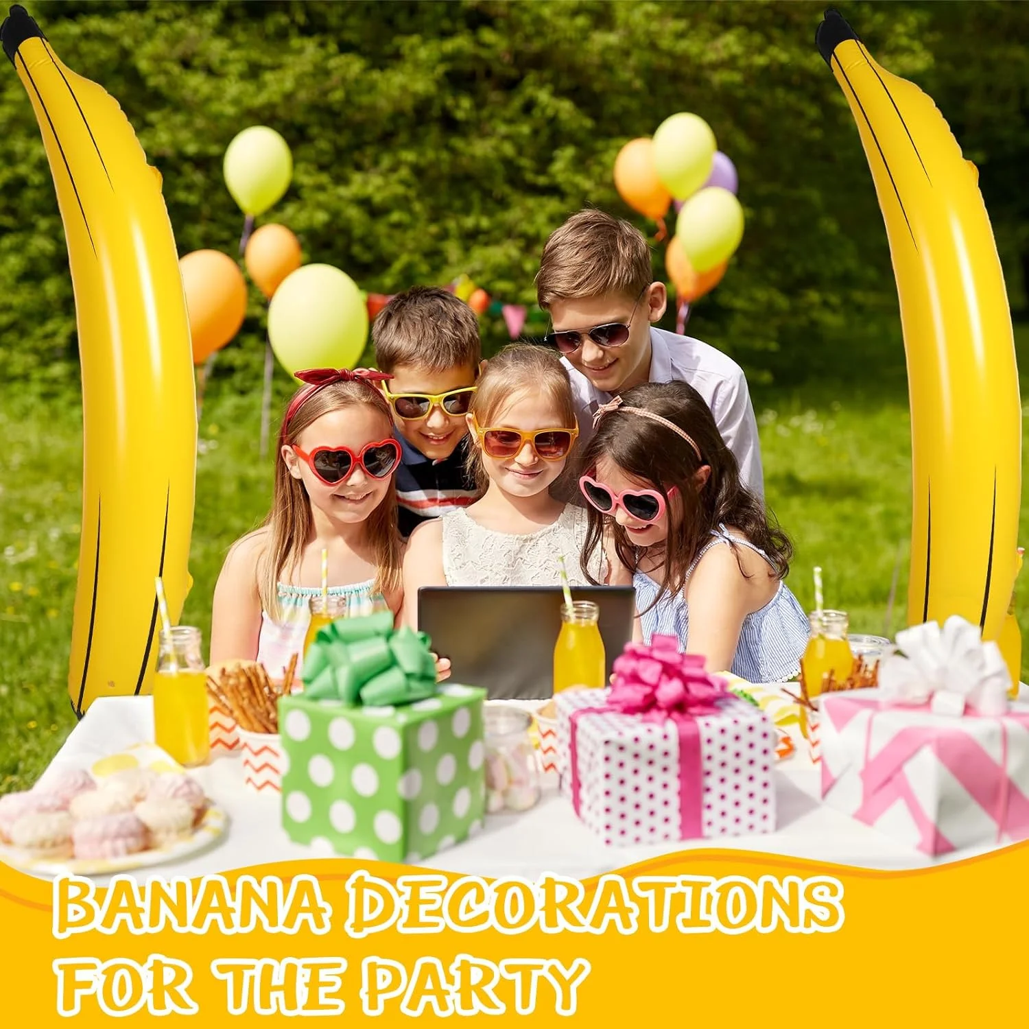 Aufblasbare Bananenringe Für Frauen – 4 Bananen + 12 Wurfringe, Partyspiel Für Erwachsene, Pool-Dekoration, Inkl. 16 Teile