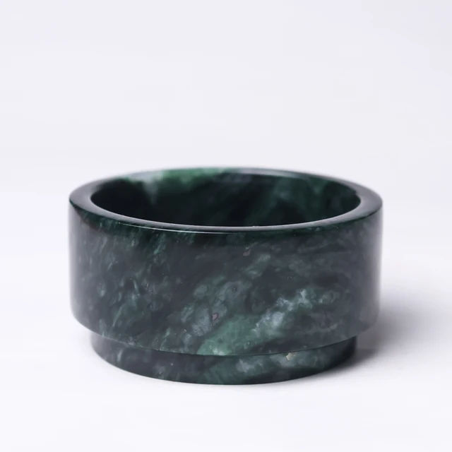 manufacturer wholesale natural jade dark green jade decorative bowl quartzite olive stone bowl stone cup salt sugar Chinese bowl