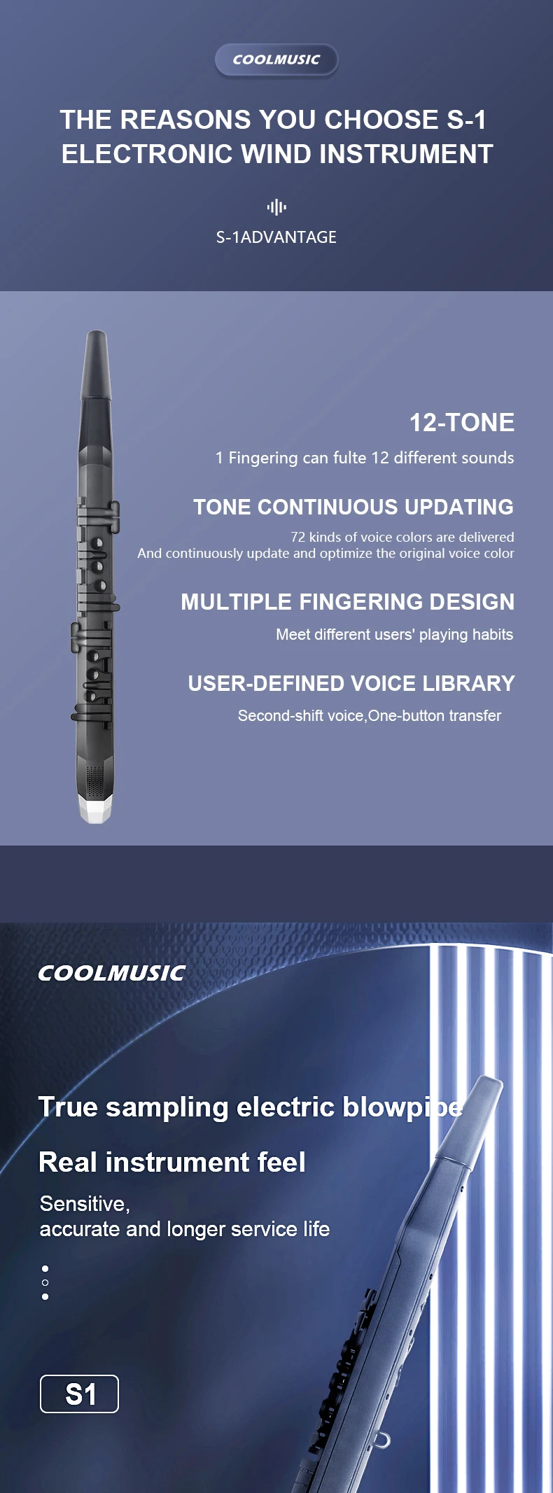 Title 1, Coolmusic S1 Strumento a fiato elettronico wire...