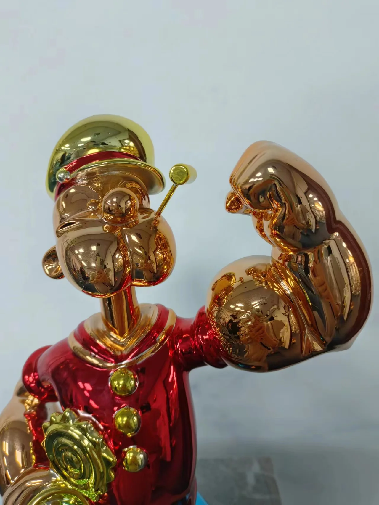 Wholesale Electroplating Custom Color Pop Art Sculpture  Decoration Popeye Statue Fiberglass Life Size Sculpture