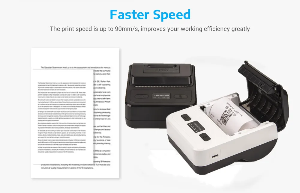 Portable Bluetooth Thermal Printer with Indicator Light 80mm the Appearance Is Beautiful
