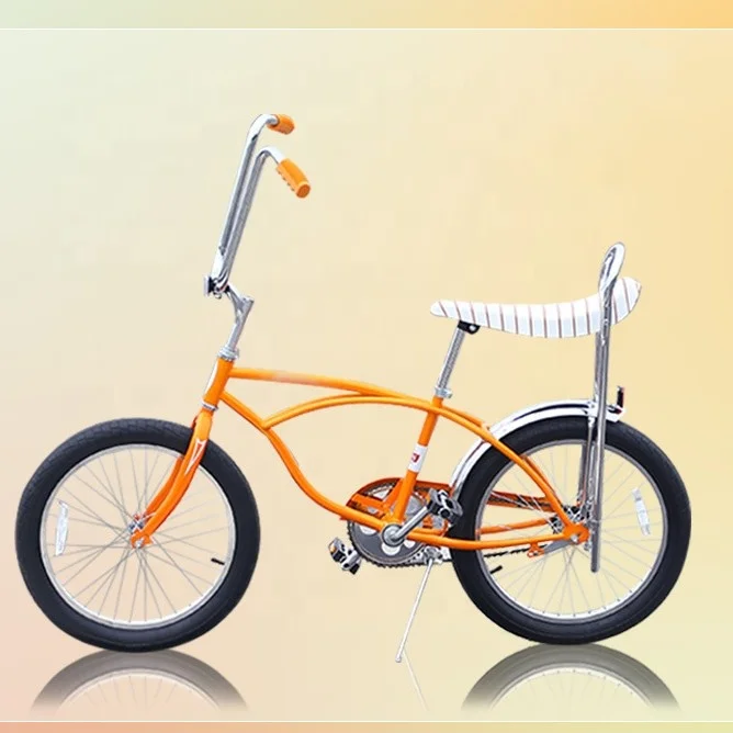 schwinn sting-ray bicycle single speed Classic Old School Krate Bike Ape Handlebar And Bucket Saddle 20-Inch Wheels Orange Ray frame and springer forkVintage details include high Schwinn "Grape" Stingray Single Speed