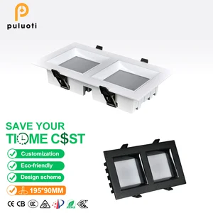 Modern Recessed Double-Head LED Downlight Anti-Glare Design Aluminum CRI 97 Construction 3000K-4000K Color High Brightness