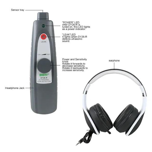 DY26 ultrasonic leak detector Tire leak detection pipeline door and window tightness detector