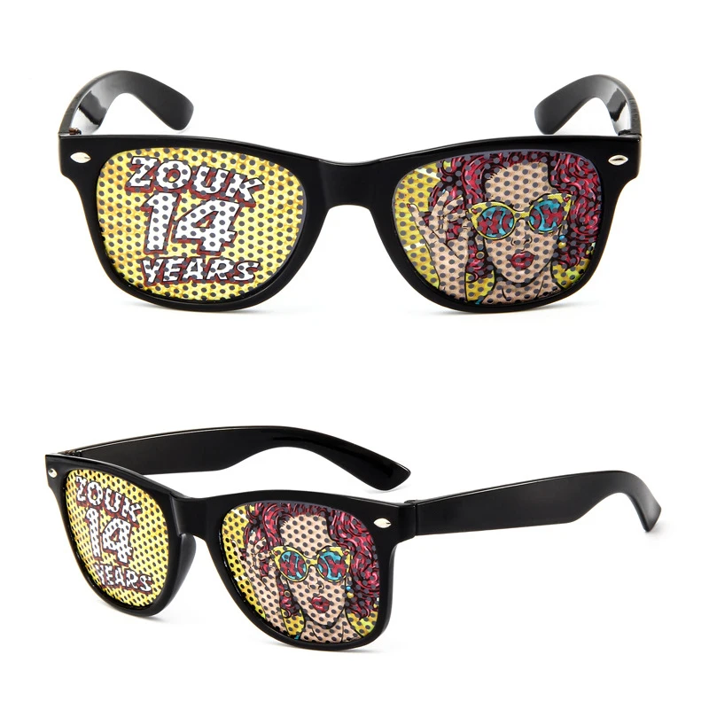 2023 Custom Logo Cheap Price Party Eyewear Sticker Sunglasses Promotional Pinhole Lens Sunglasses