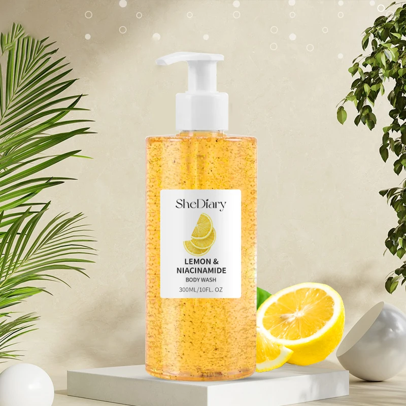 OEM SheDiary Private Label Lemon Exfoliating Gentle Cleanse Wihtening Moisturizing Fragrance Body Wash Shower Gel