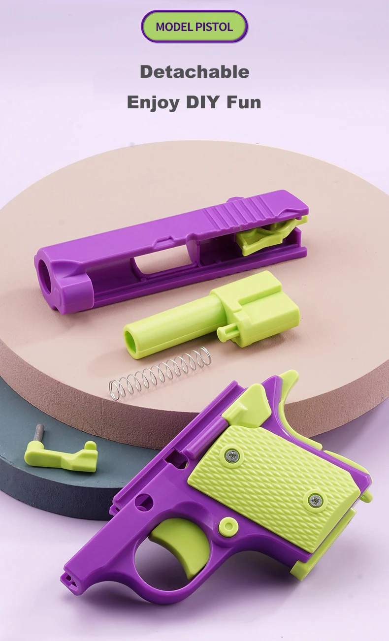 Wholesale Colourful 3d Printed Fidget Toy Gun Parts Gravity Toy Mini 1911 Pistol Carrot Gun 3673