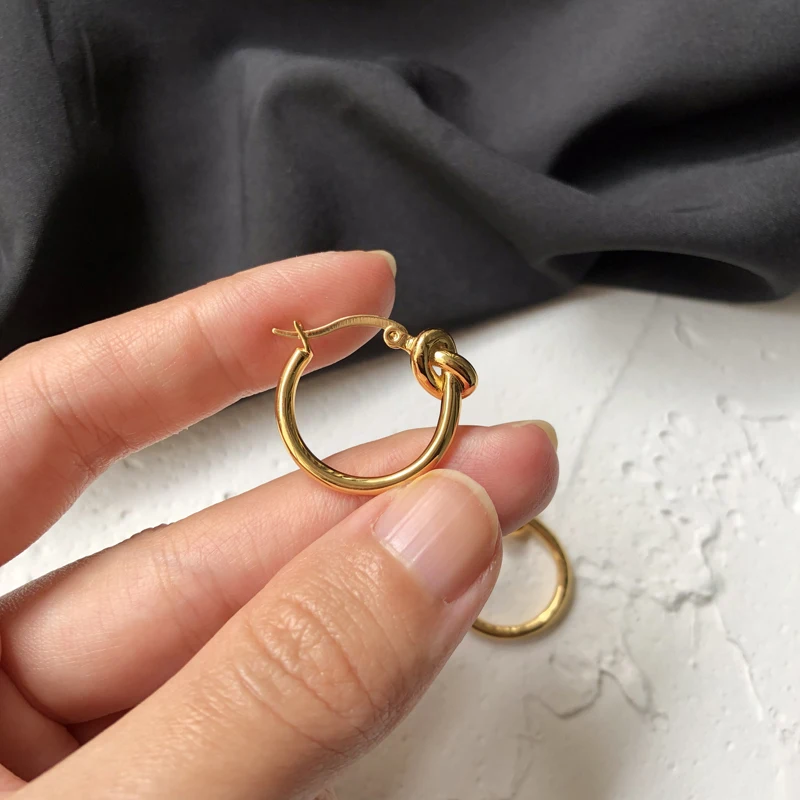 Knot Small Hoops in Brass with Gold finish