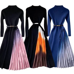 French Ladies Elegant Long-Sleeved Midi Washable Bodycon Slimming Skirt Woven Fabric Natural Waist Button Autumn Simple Solid