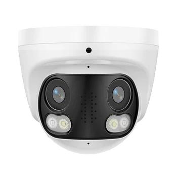 OEM 8MP Dual Lens PoE IP Metal Dome CCTV Panoramic Camera Night Vision 180 Degree Full Color Human/Vehicle Detection 4K Camera