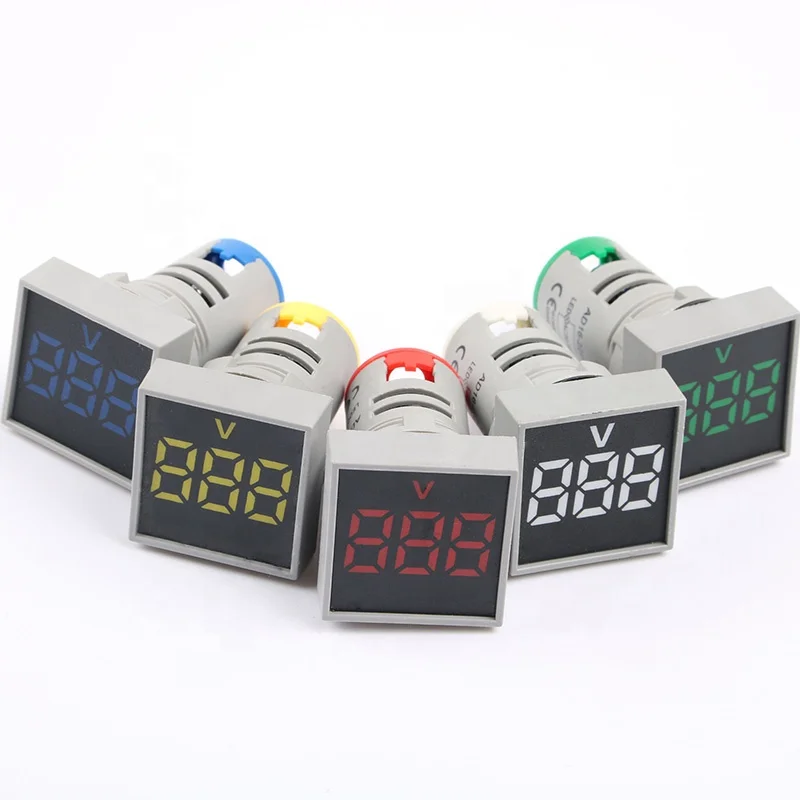 Mini Square AC 20-500V Voltmeter LED Panel 3-Digital Display Voltage Meter 22MM 