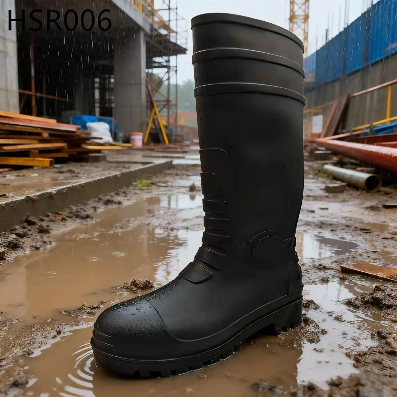 LXG,farm Work Long Tube Steel Toe Insert PVC Materials Safety Rain Boots Pondside Activities Yellow/black/white Gumboots HSR006