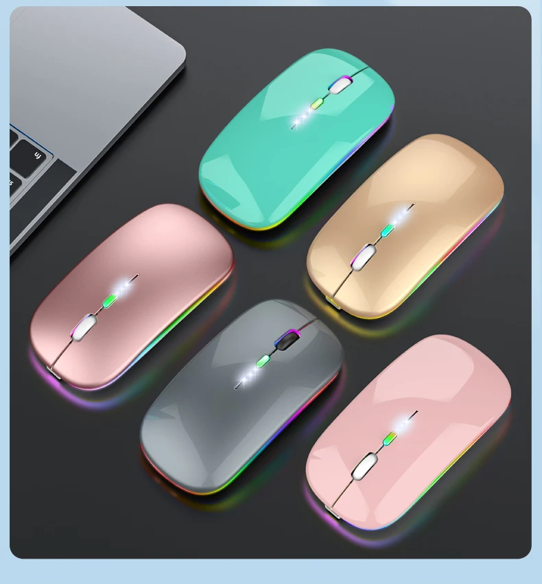 Best-selling Popular LED Rechargeable 2.4G+Blueteeth Dual Mode Wireless Mouse Glowing Custom LOGO Brand for Office