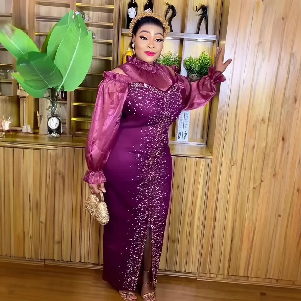 south african dresses for ladies Hot Selling White African Dresses Designs Mesh Gauze South Africa Dress  Rhinestone African Kitenge Designs Skirt