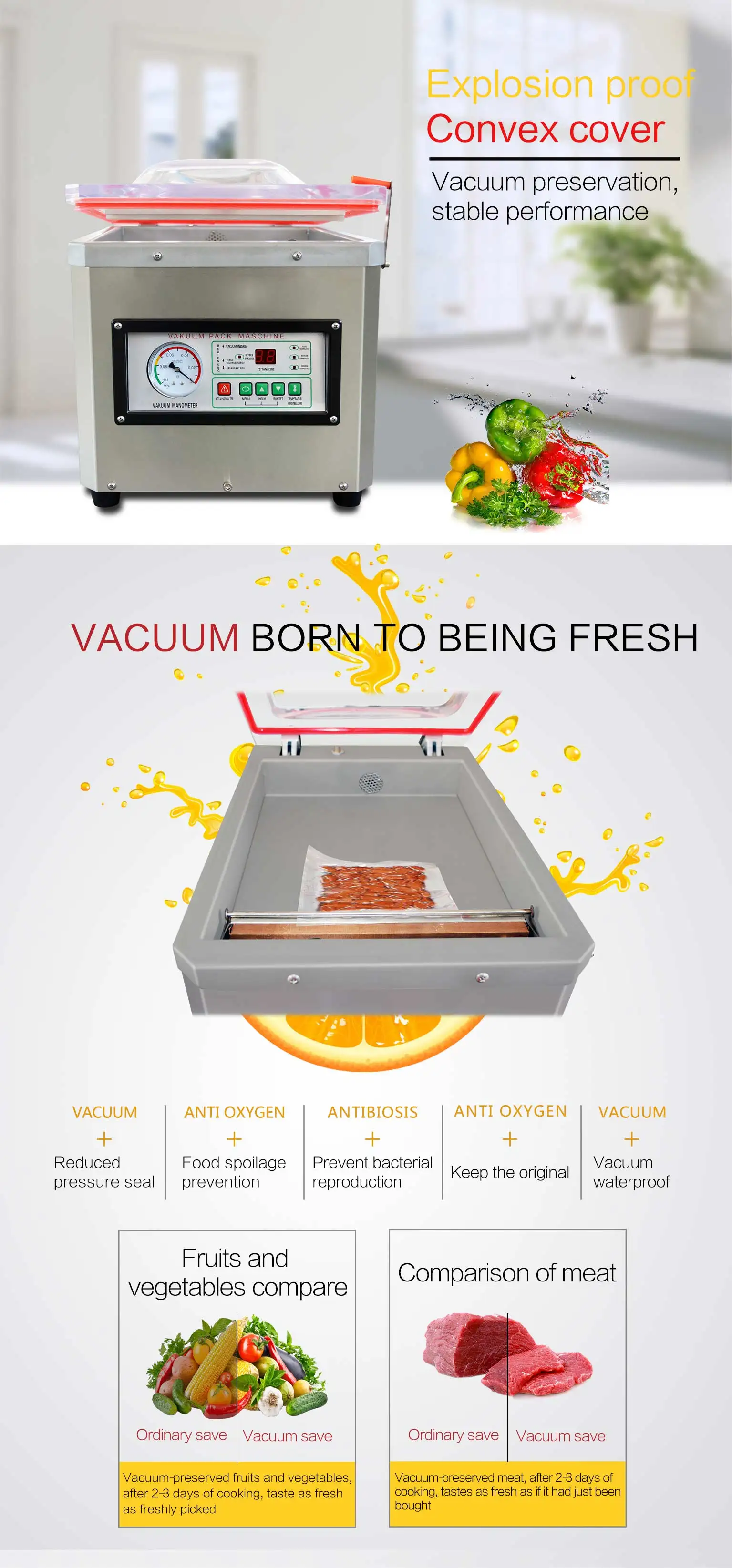 DZ-400/2F Single Chamber Desk Type Vacuum Pump Sealer