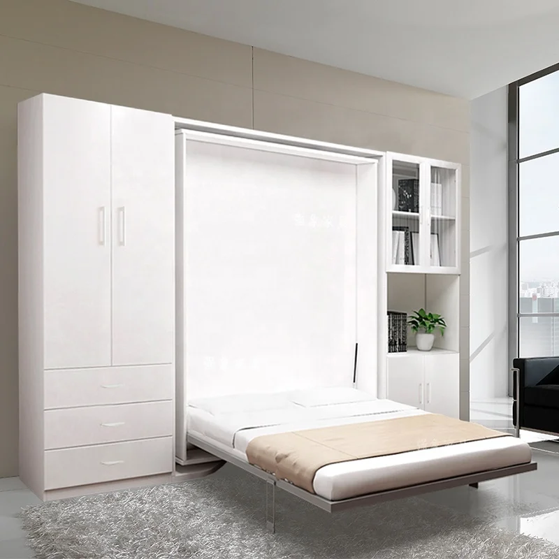 Custom Designed Multifunction Wall Bed Rotating Murphy Bed with Bookcase
