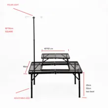 Camping Table  Grill Table Adjustable Height Portable  Folding Camp Table for Outdoor Indoor Beach BBQ Picnic Travel Barbecue