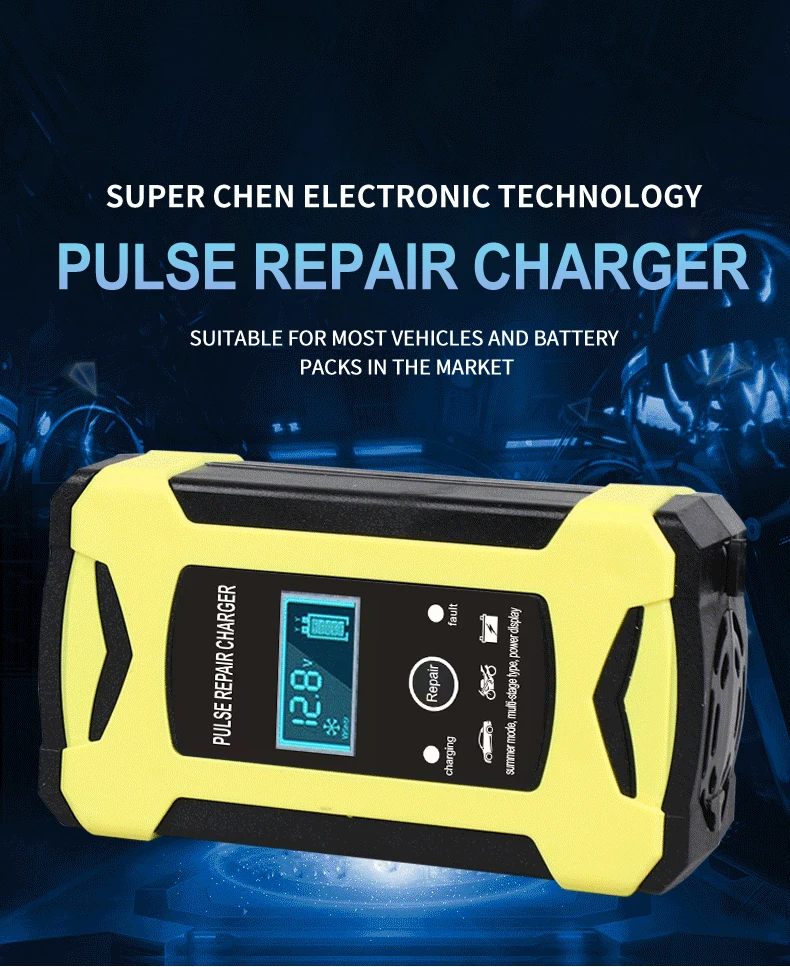 Automatic fast 12V car battery charger 12v 6a Maintenance-free deepcycle 12 volt trickle battery charger with pulse repair_7