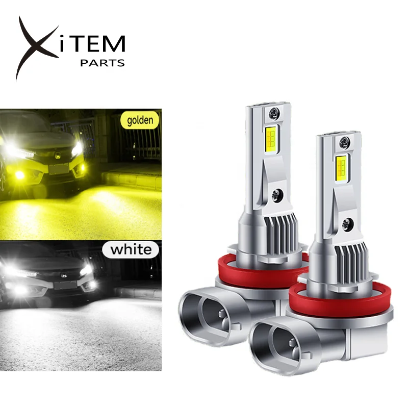 XITEM Dual Color Led Headlight Bulbs for Car Strobe 40W Fanless LED Fog Lights Lemon Yellow Green H7 H11 HB3 HB4