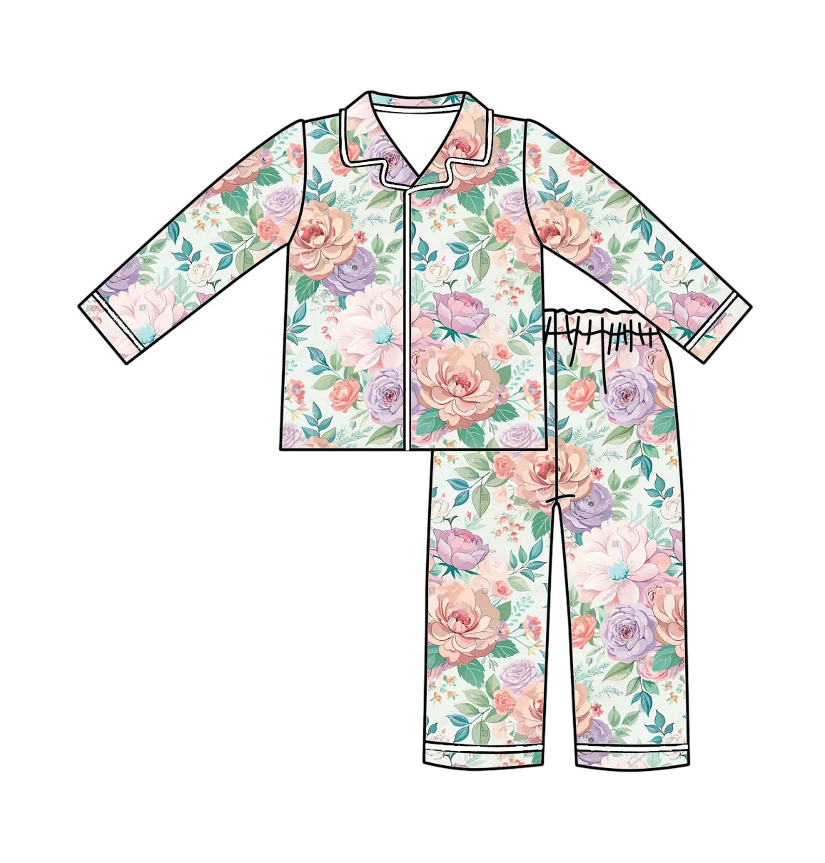 Adults Bamboo Long Pajamas Set Casual Soft Loungewear for Men Women Print Fabric Logo High Quality Sleepwear