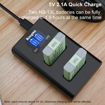 KingMa-NB-13L Battery LCD Dual USB Charger for Canon G7X2 G7X3 G5X G9X G9X2 SX720 SX620 SX730 HS G1X3 G1 Mark II NB13L Battery detail image