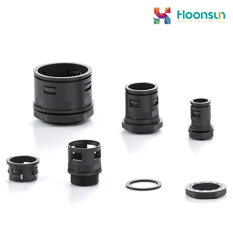 Hoonsun HX-NLK Factory High Grade M PG G Thread IP68 Rated CE RoHS Certified Low Voltage Nylon Flexible Conduit Fitting M12