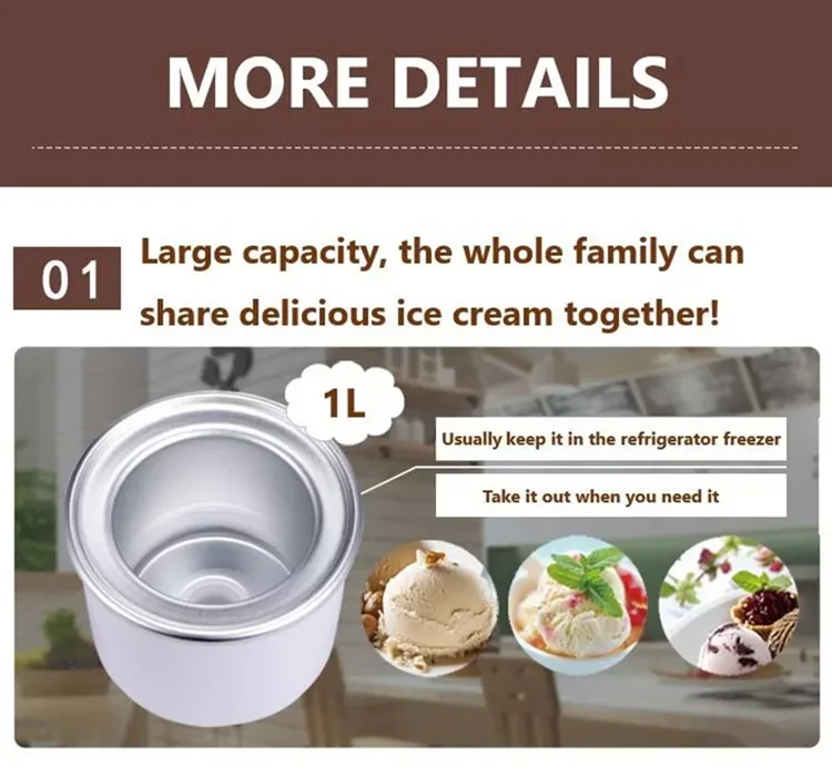 2022 Best Selling Product 1l Ice Cream Maker Machine Small Soft Ice