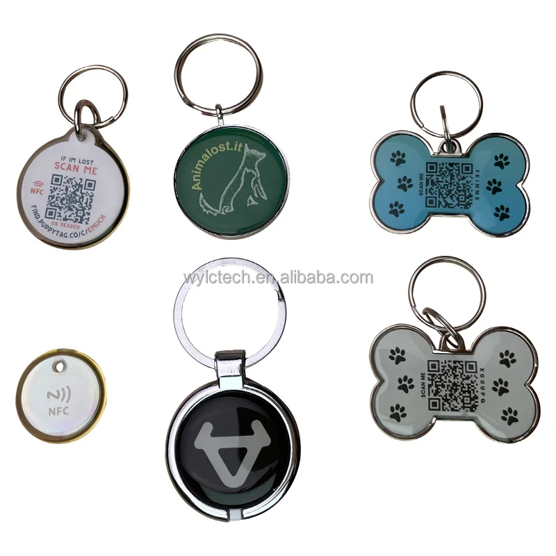 ID Printed QR Code PVC Epoxy Pet Wearable NFC Dog Tag