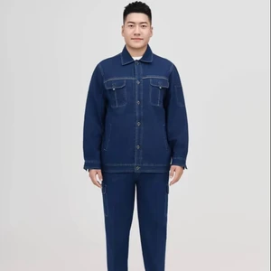 Summer Breathable Combed Cotton Denim Construction Worker Jacket Pants Industrial Uniform Coverall for Outdoor Work Work Clothes