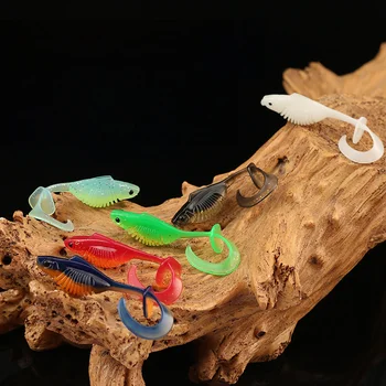 CHEERY Printed PVC Floating Twisting Lure Baits Curly T-Tail Bass Mandarin Fish Zander Lake Stream River Micro Jig Heads – Metal Jig – view 4