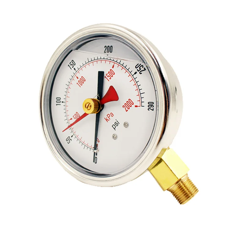 100mm Vibration-resistance Lazy Hand Analog Mechanical Dial Gauge Low Anti-shock Pressure Gauge with Red Needle Double Needle