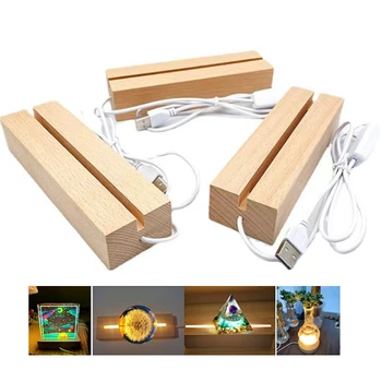 Rectangle Led Light Display Base Wooden Stand Lasers Crystal Glass ...