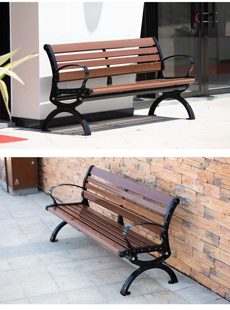 product non rusting wide armrest plastic wood outdoor garden benches-62