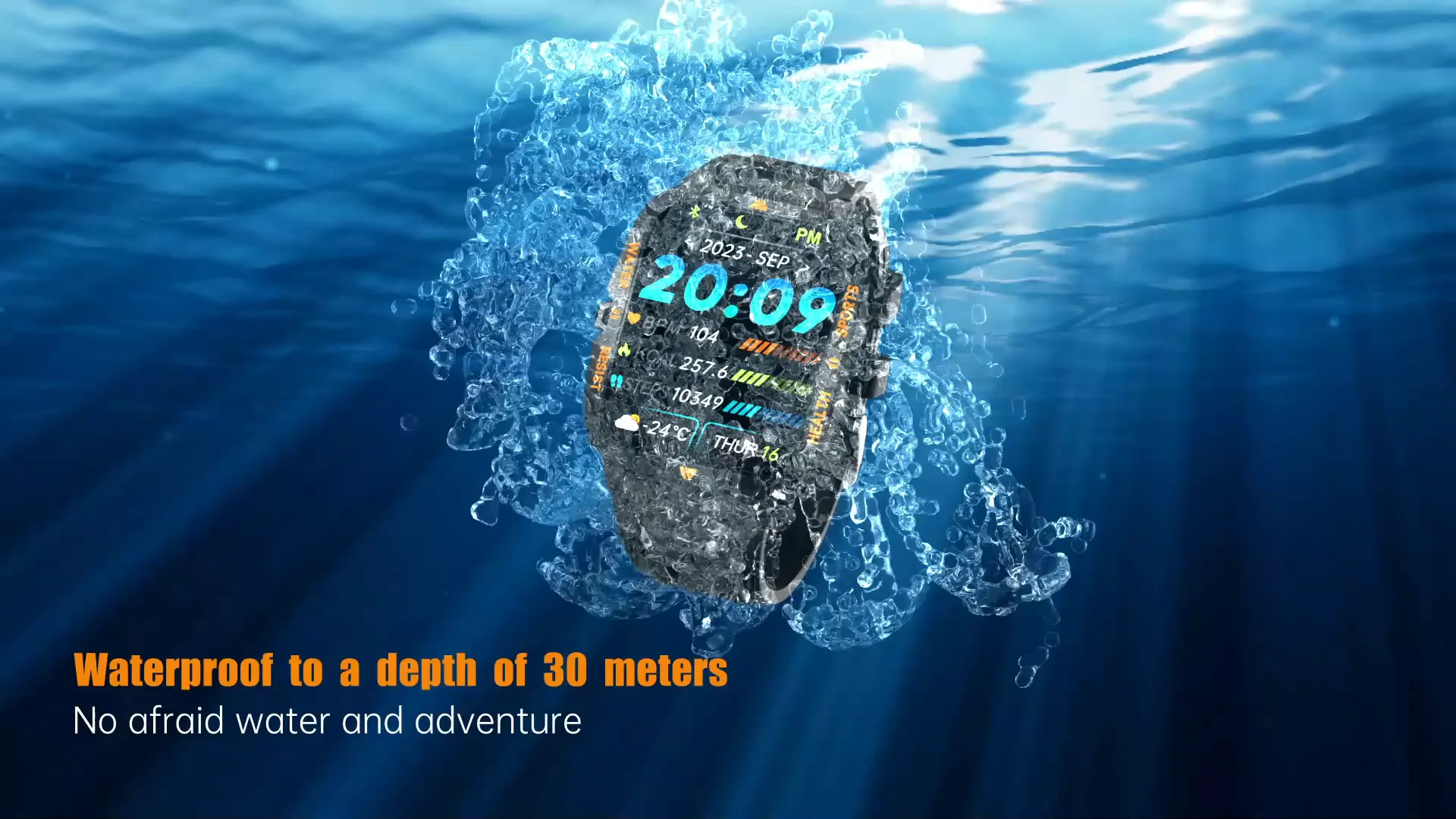 Gaoke Rugged Smart Watch 2024 Kt71 H02 3atm Waterproof Grade Da Fit