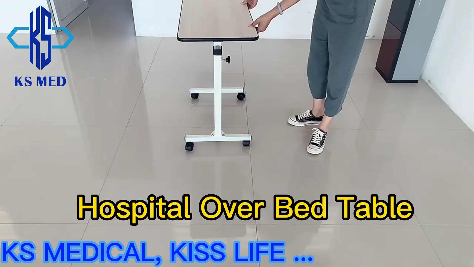 Ksmed Overbed Table Stand Tilt Hospital Bed Dining Table Portable